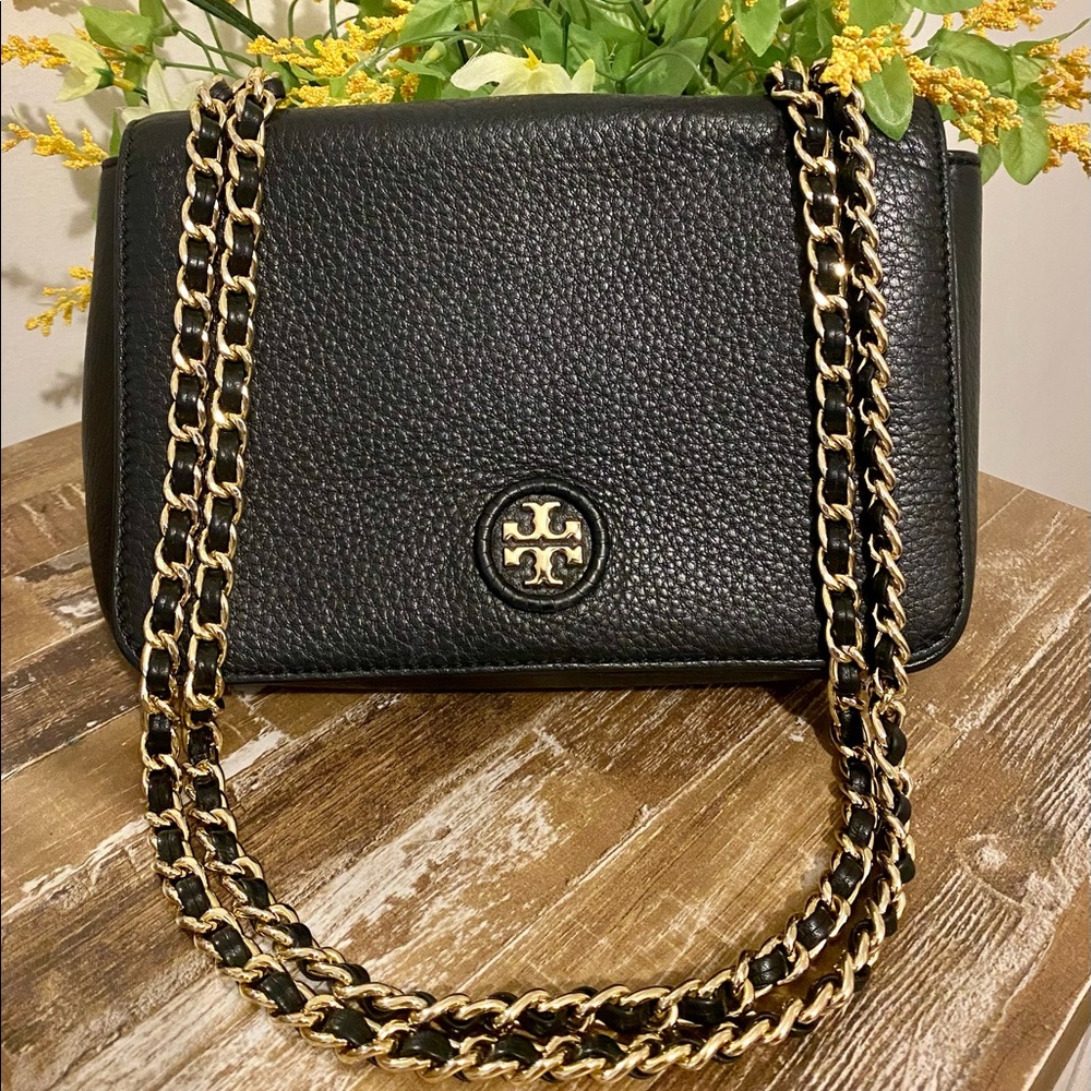 Tory Burch Black and Gold Chain Bag